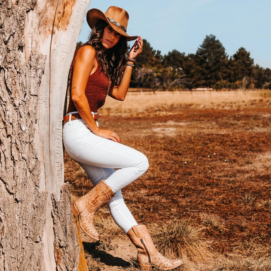 Freebird Stores Women's Beige Ostrich Multi Warrick Boots