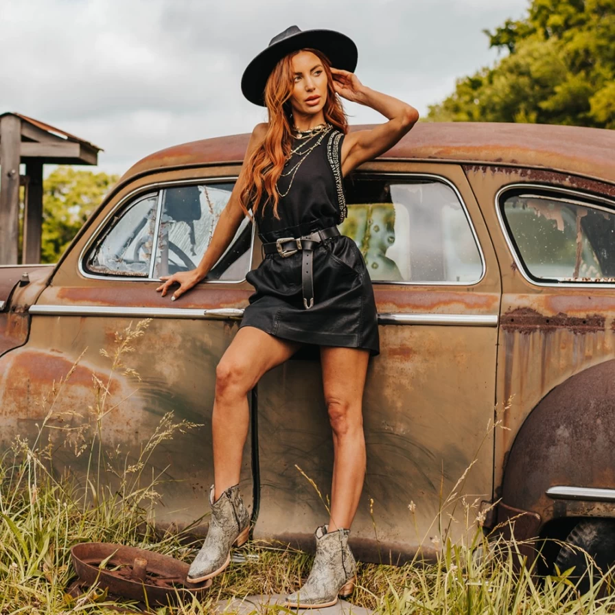 Freebird Stores Women's Miramar Green Snake Boots
