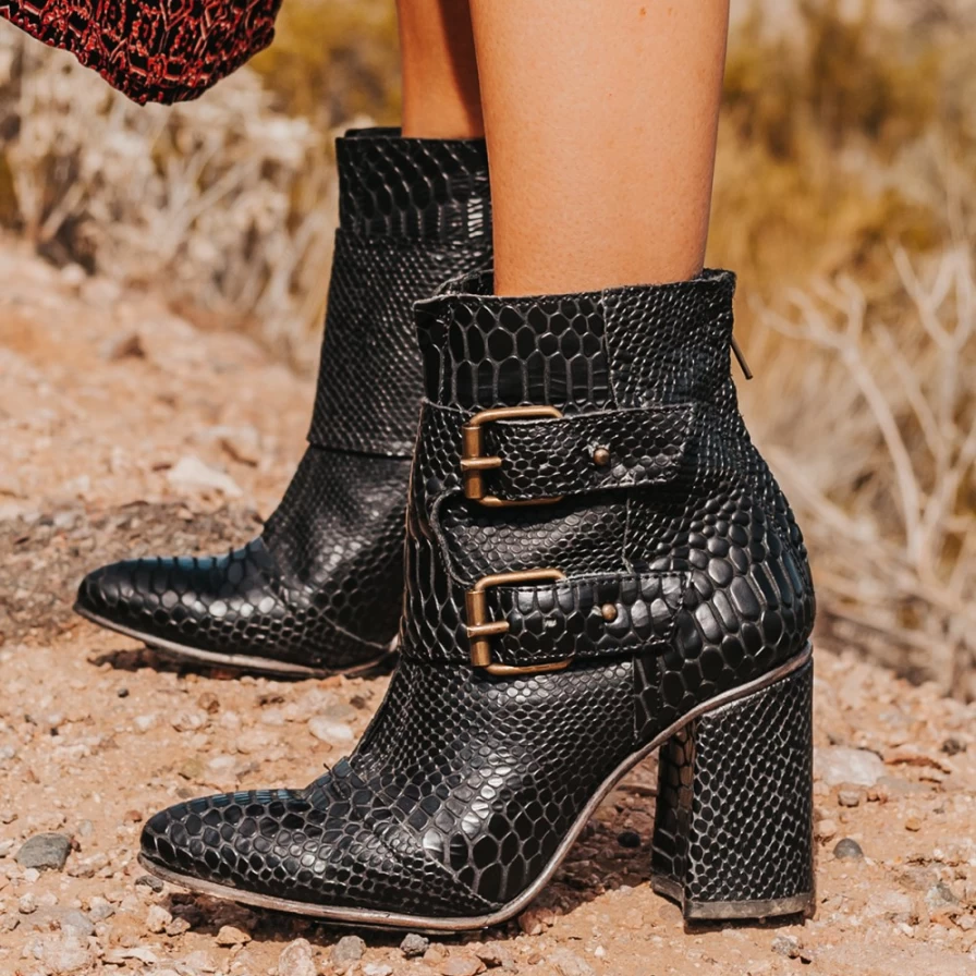 Freebird Stores Womens Black Snake Joey Boots